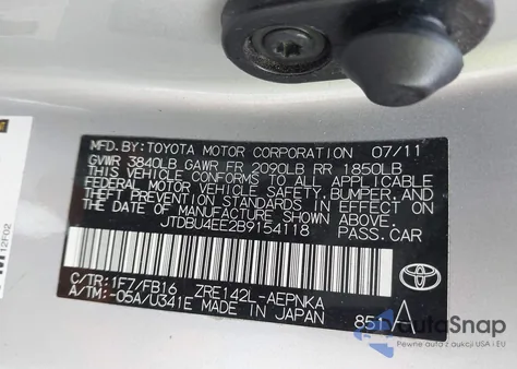 2011 Toyota Corolla Le из США, поврежденный, VIN JTDBU4EE2B9154118